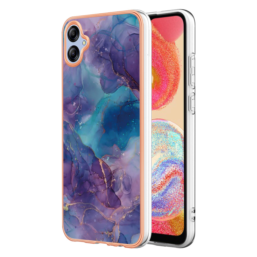 For Samsung Galaxy A04e 4G / F04 4G / M04 4G YB IMD Series-16 Style E Marble Pattern TPU IMD Phone Case 2.0mm Electroplating Cover For Samsung Galaxy A04e 4G / F04 4G / M04 4G YB IMD Series-16 Style E Marble Pattern TPU IMD Phone Case 2.0mm Electroplating Cover